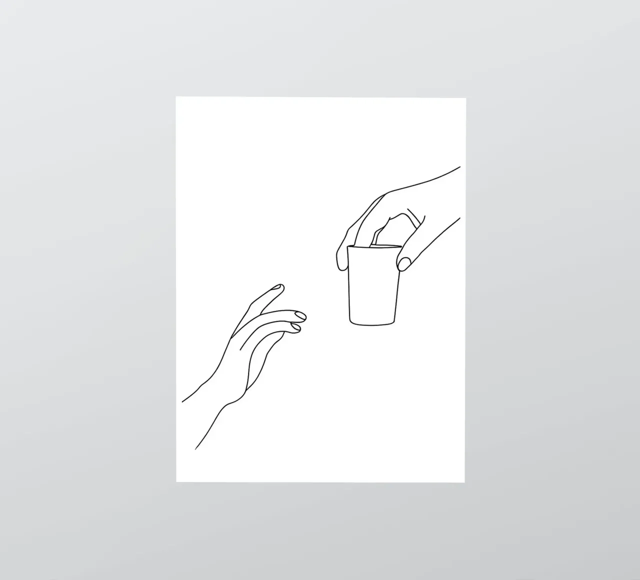 Mano che offre una tazza Line art minimalista adesivo da Charlotte Gagnon