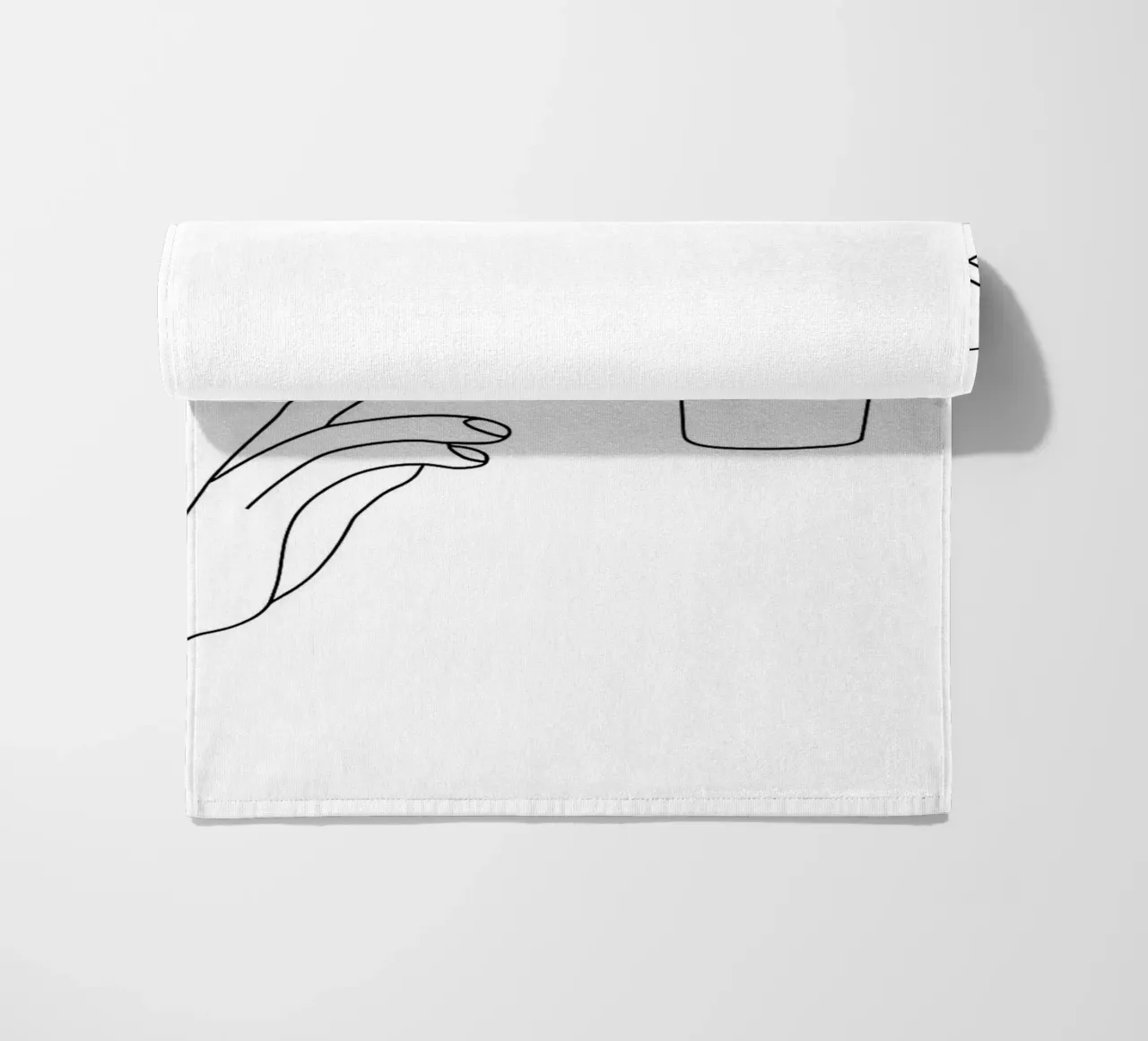 Mano che offre una tazza Line art minimalista telo mare da Charlotte Gagnon