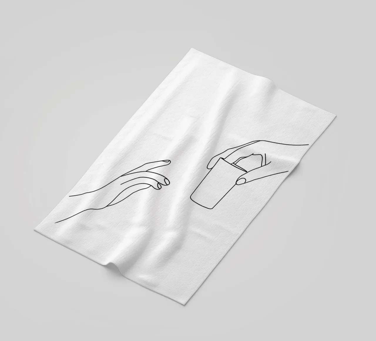 Mano che offre una tazza Line art minimalista telo mare da Charlotte Gagnon