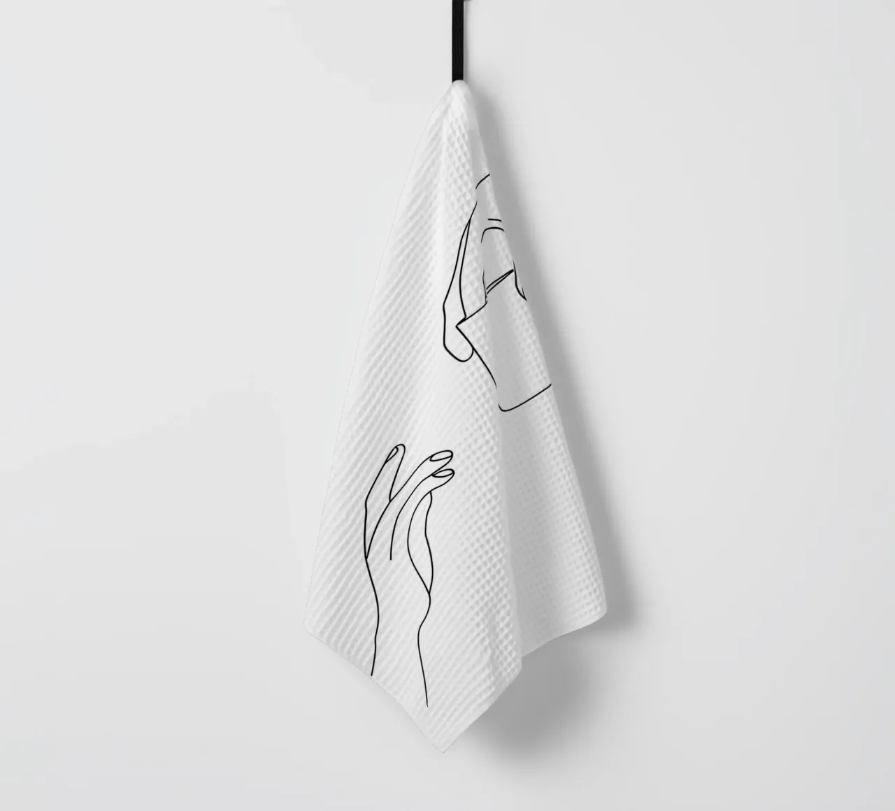Mano che offre una tazza Line art minimalista canovaccio da cucina da Charlotte Gagnon