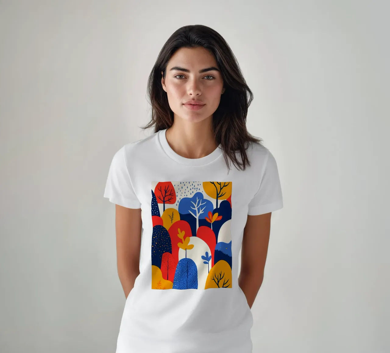 Abstract Boho Forest Pattern Minimalist Art Illustration t-shirt by Charlotte Gagnon