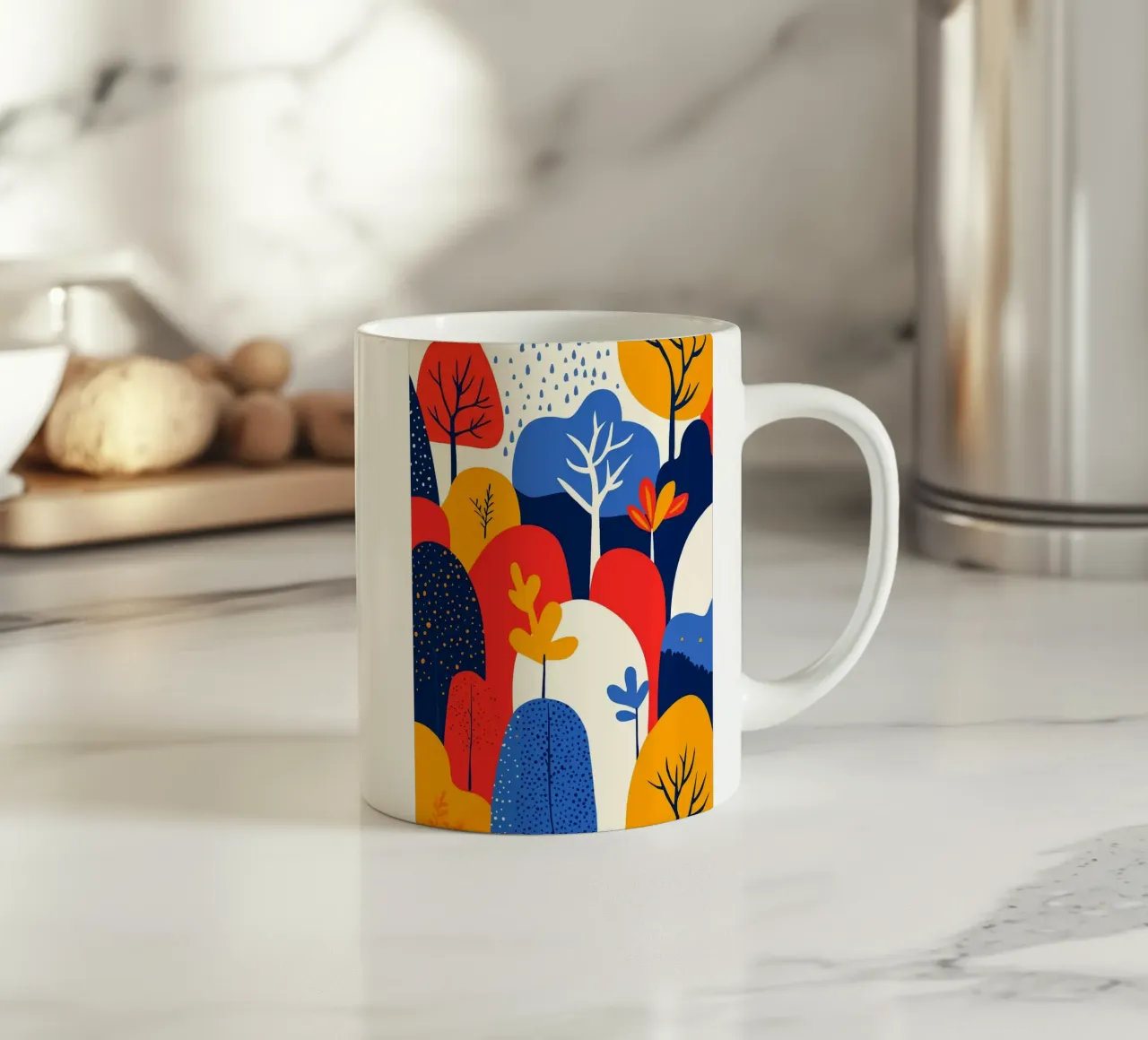 Astratto Boho Foresta Modello Illustrazione d'arte minimalista tazza in ceramica da Charlotte Gagnon