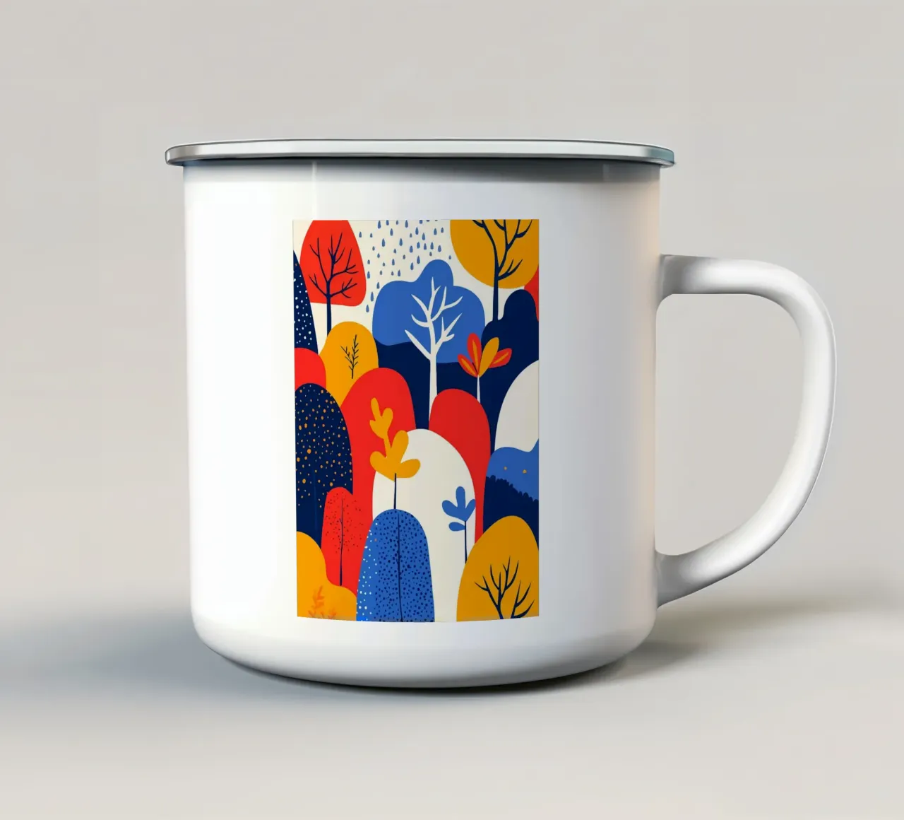 Astratto Boho Foresta Modello Illustrazione d'arte minimalista tazza in smalto da Charlotte Gagnon