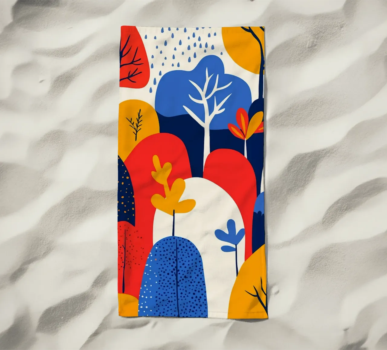 Abstract Boho Forest Pattern Minimalist Art Illustration beach towel by Charlotte Gagnon