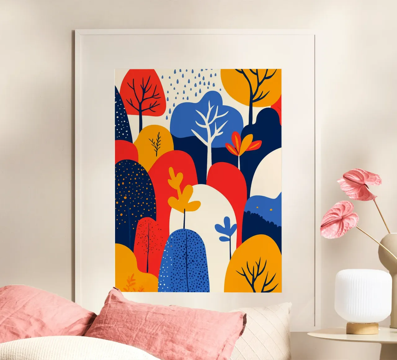 Astratto Boho Foresta Modello Illustrazione d'arte minimalista poster con telaio in plastica da Charlotte Gagnon