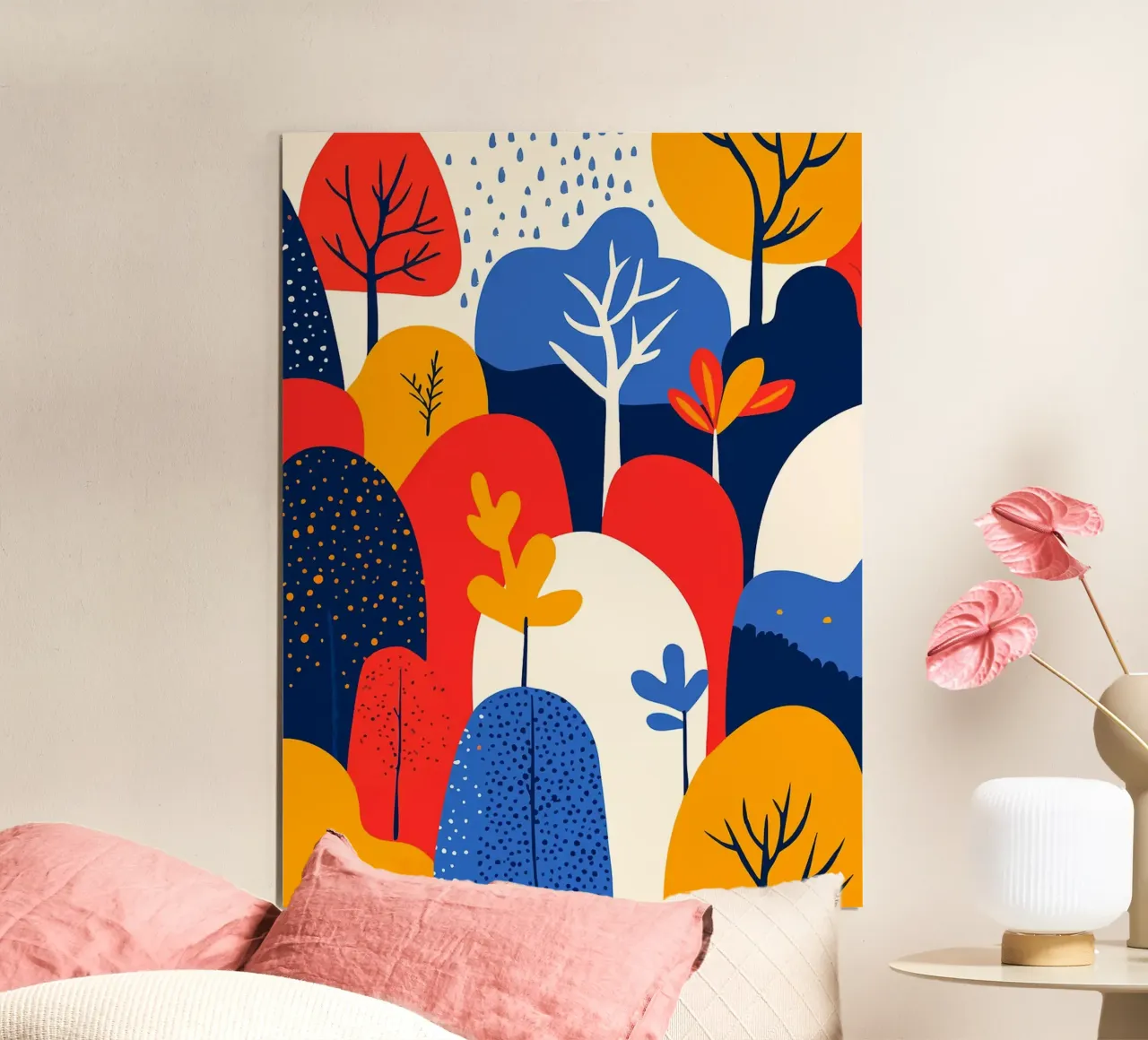 Astratto Boho Foresta Modello Illustrazione d'arte minimalista poster con telaio in plastica da Charlotte Gagnon