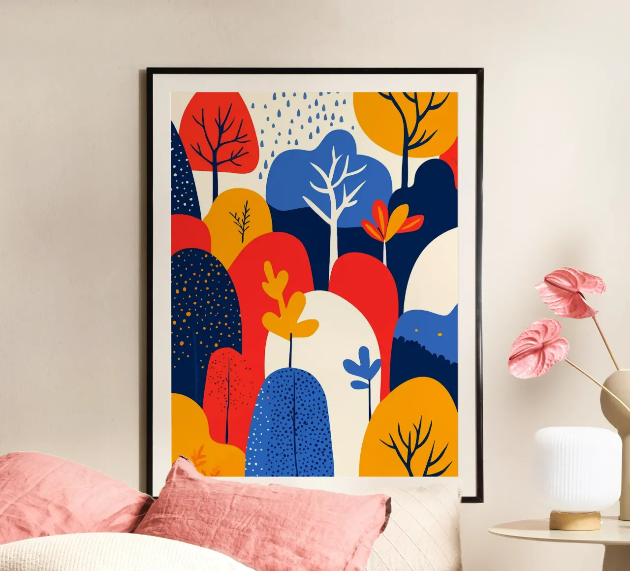 Astratto Boho Foresta Modello Illustrazione d'arte minimalista poster con telaio in plastica da Charlotte Gagnon
