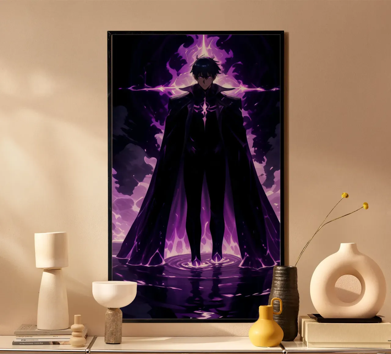 Livellamento in solitaria di Sung Jinwoo poster con telaio in plastica da Alfamart