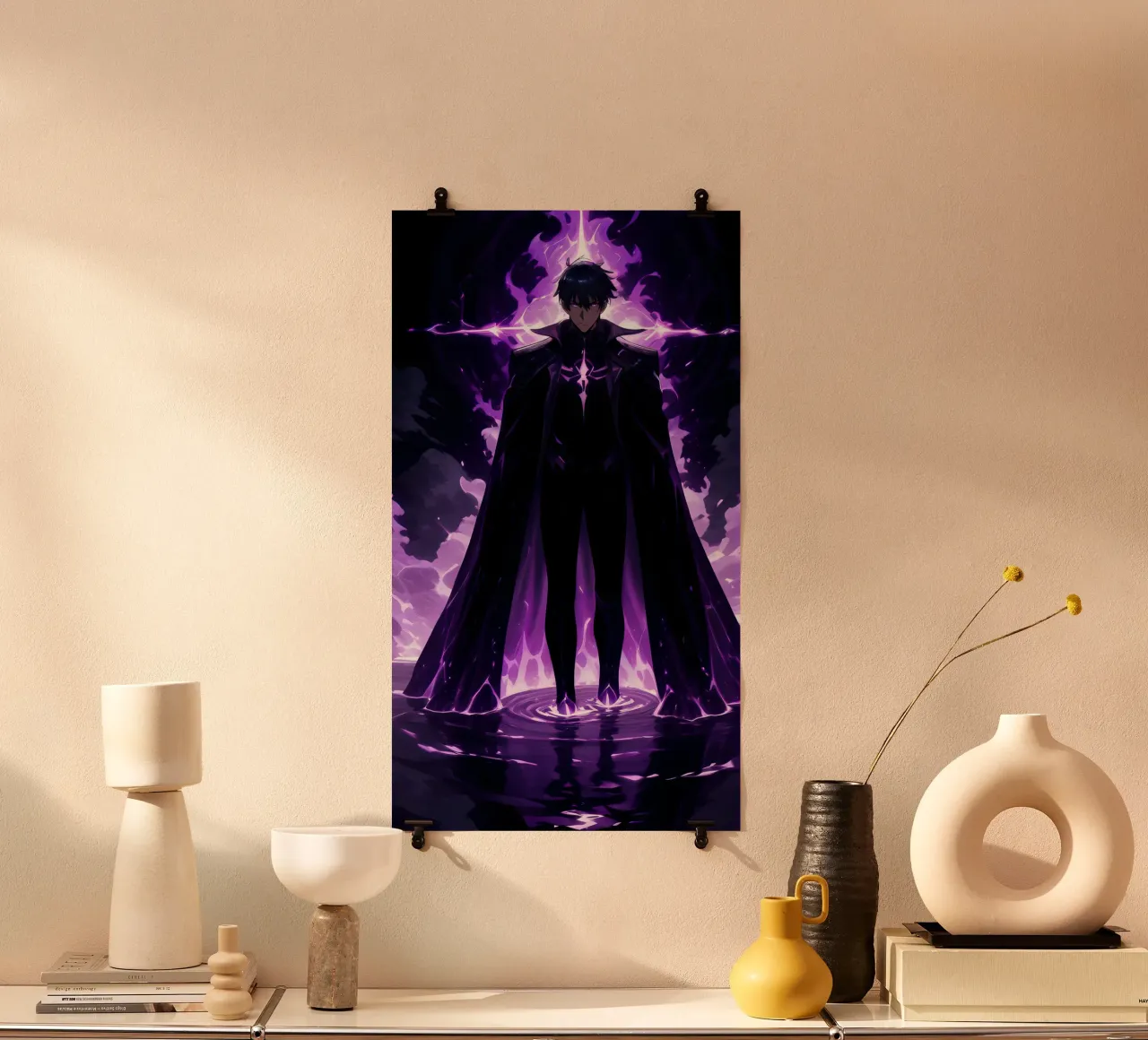 Livellamento in solitaria di Sung Jinwoo poster con telaio in plastica da Alfamart