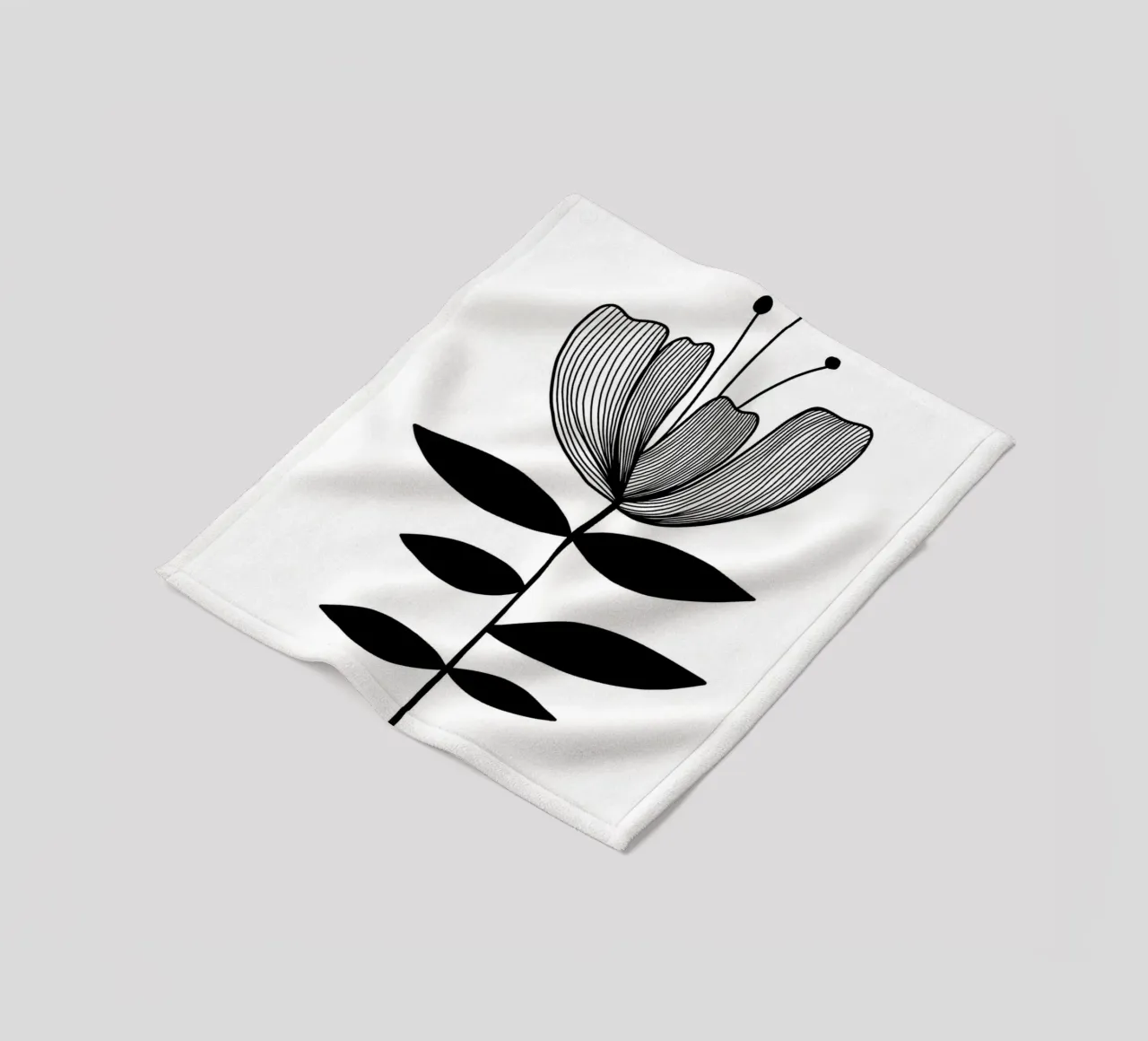 Illustrazione floreale in bianco e nero coperta in pile da Hiroto Mori