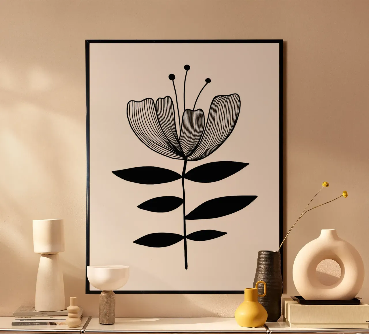 Illustrazione floreale in bianco e nero poster da Hiroto Mori