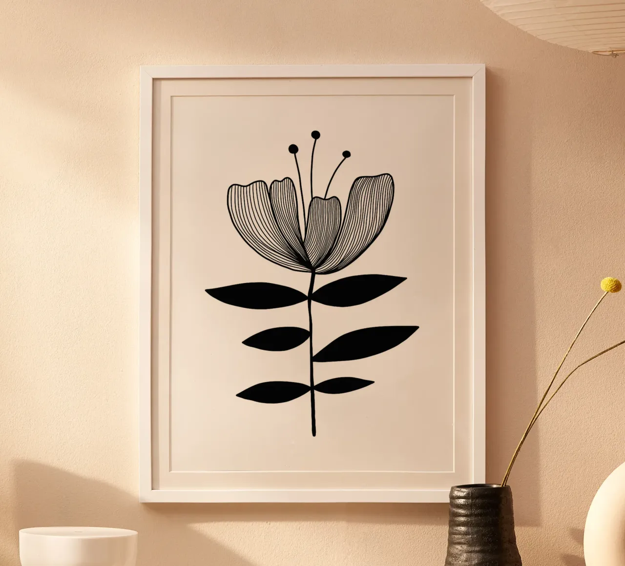 Illustrazione floreale in bianco e nero poster da Hiroto Mori