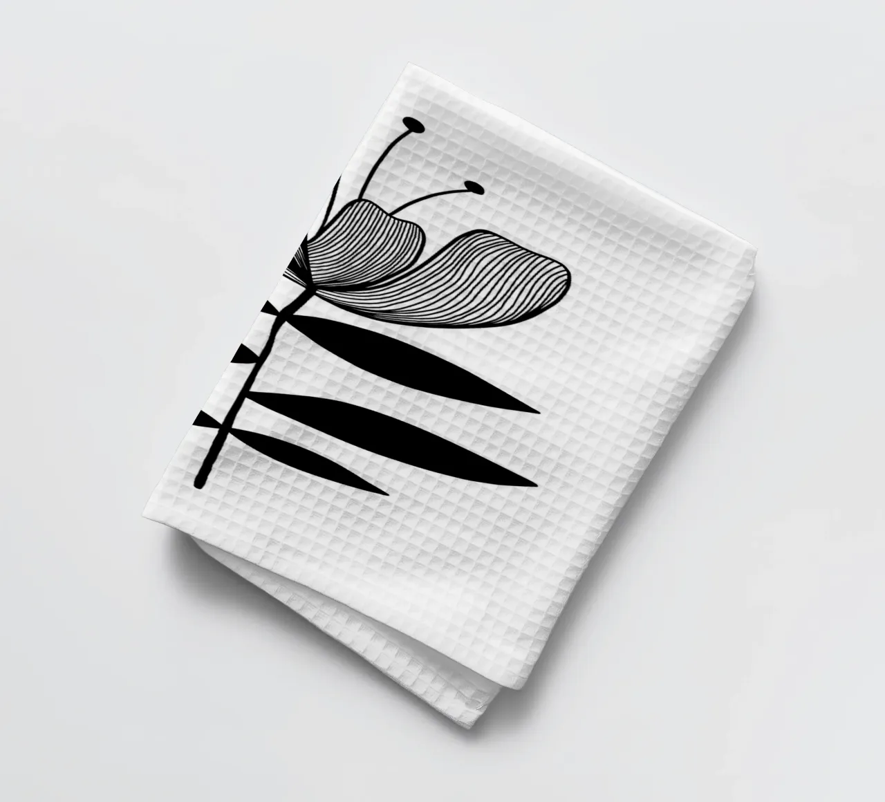 Illustrazione floreale in bianco e nero canovaccio da cucina da Hiroto Mori