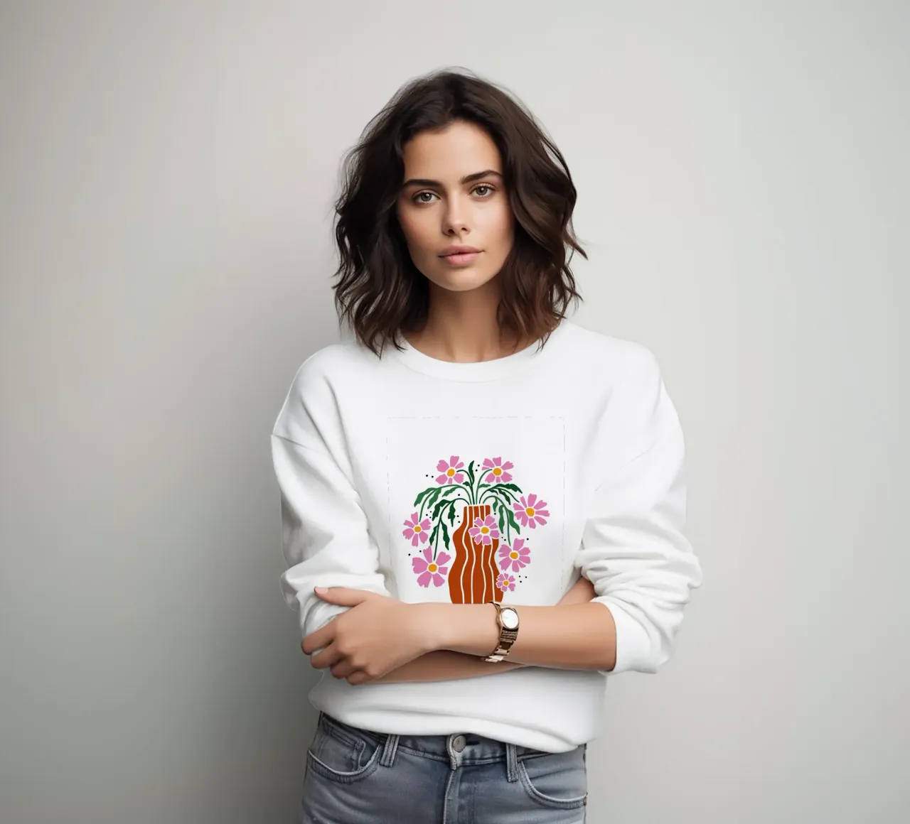 Ilustración de jarrón floral sudadera de Hiroto Mori