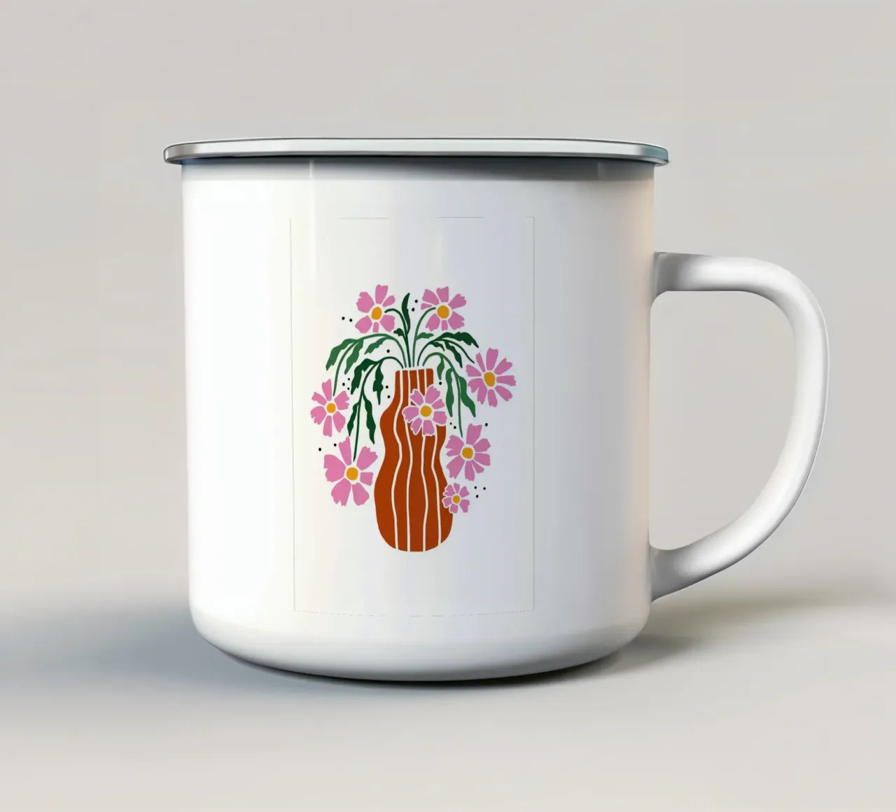 Illustrazione di un vaso floreale tazza in smalto da Hiroto Mori