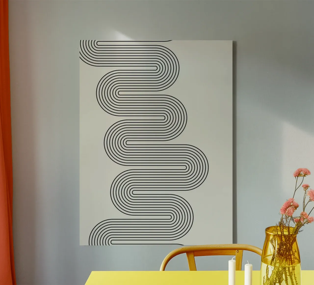 Abstrakte Linie Kunstdruck Leinwand mit Schattenfugenrahmen von Hiroto Mori