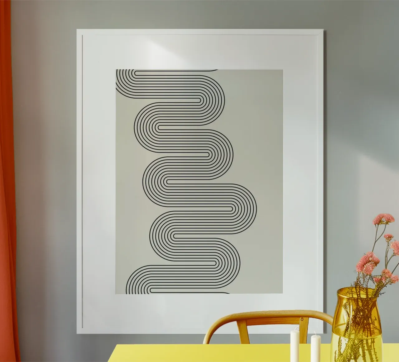 Abstracte lijn Art Print poster met aluminium frame van Hiroto Mori