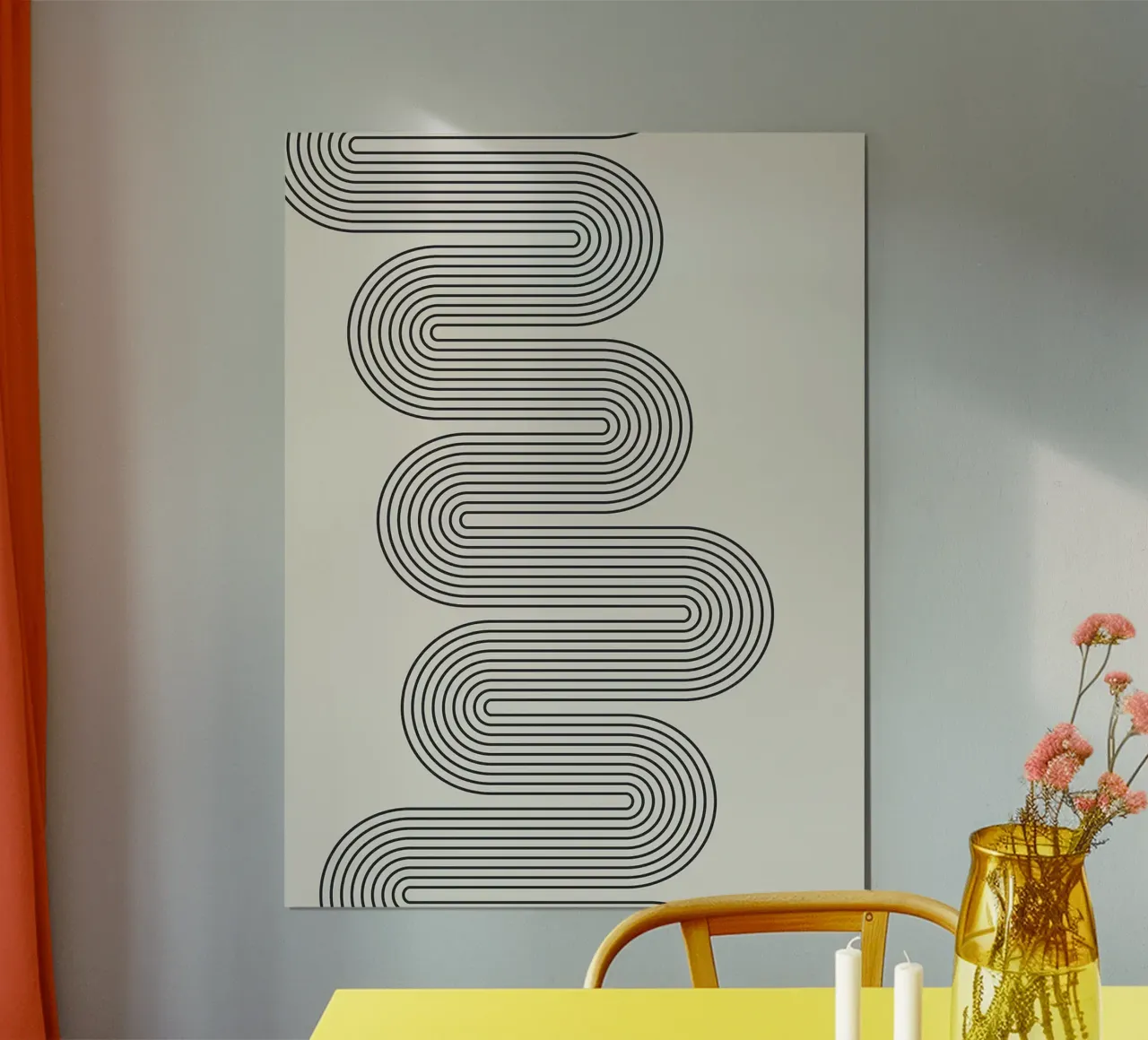 Abstracte lijn Art Print poster met aluminium frame van Hiroto Mori