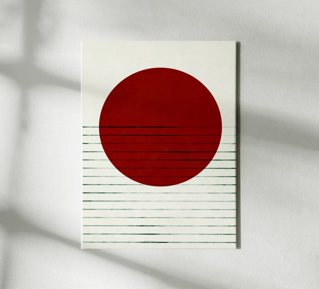 Roter Kreis Minimalistische Kunst Leinwand mit Schattenfugenrahmen von Hiroto Mori