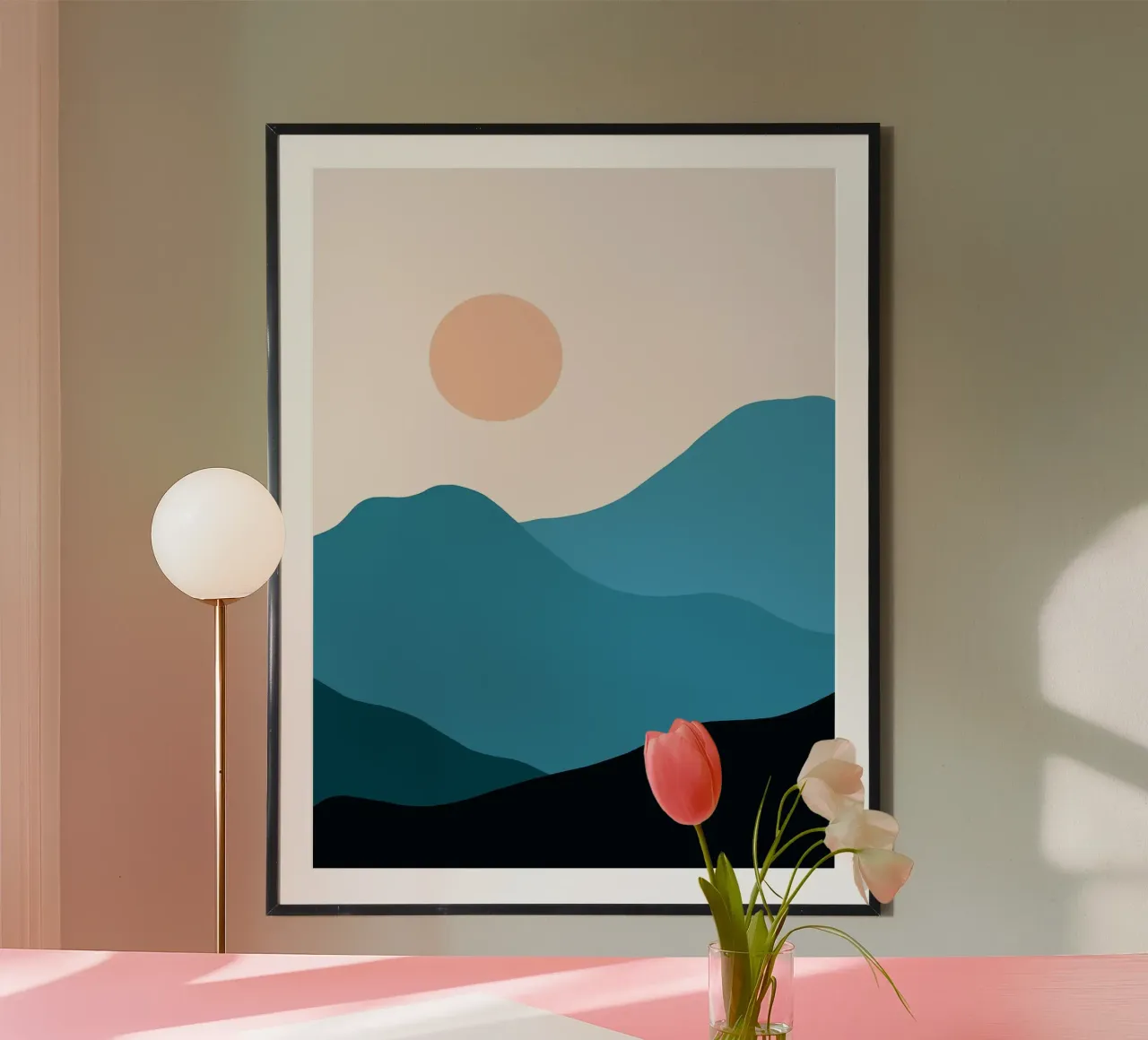 Tramonto minimalista in montagna poster da Hiroto Mori