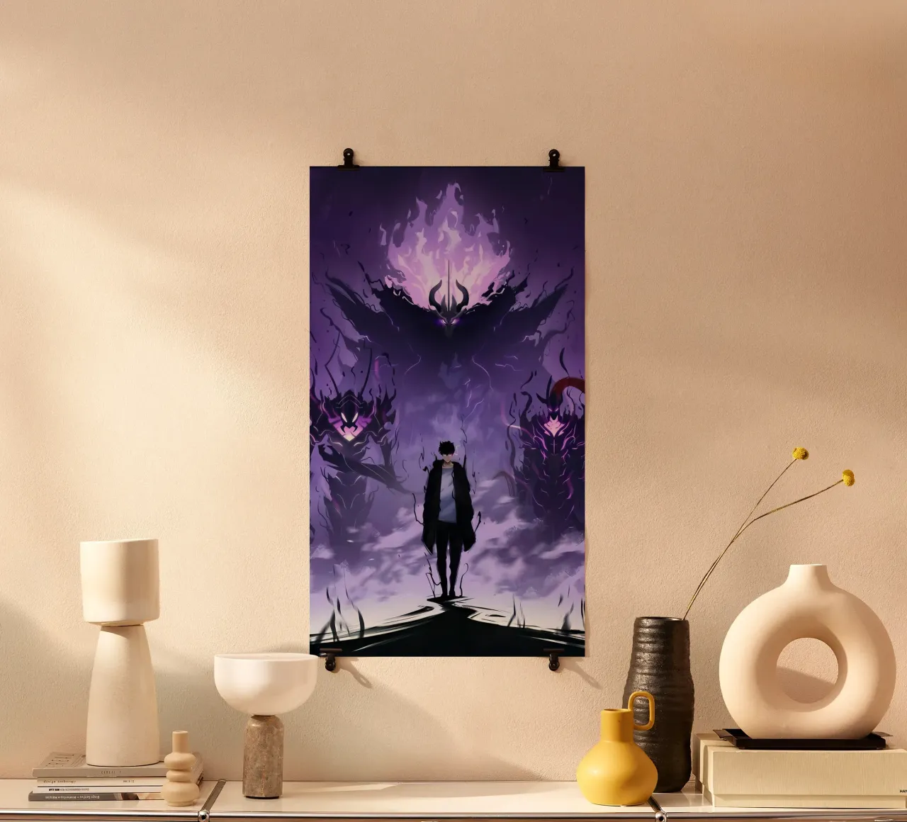 Livellamento in solitaria di Sung Jinwoo poster con telaio in alluminio da Alfamart