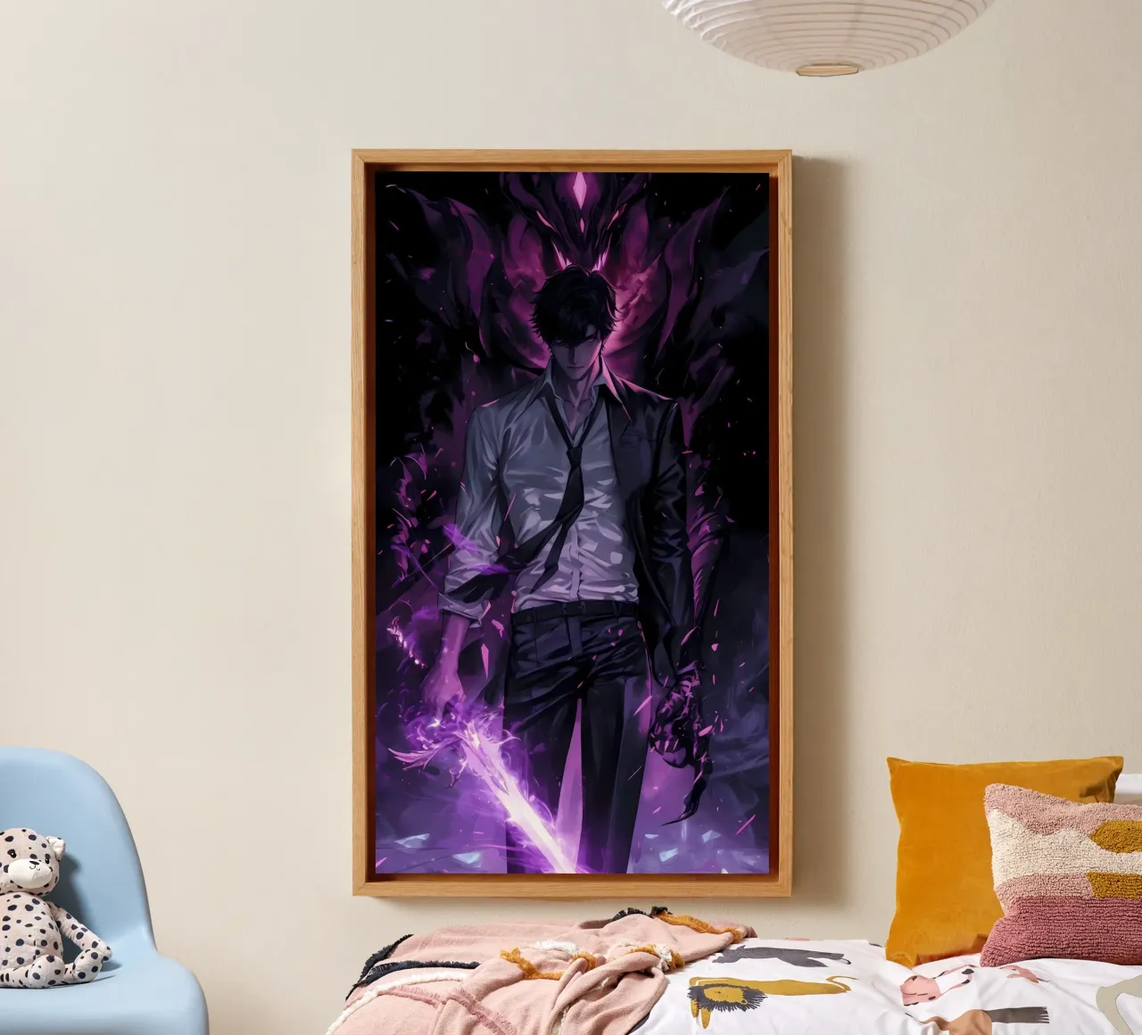 Sung Jinwoo Solo Leveling Leinwand mit Schattenfugenrahmen von Alfamart