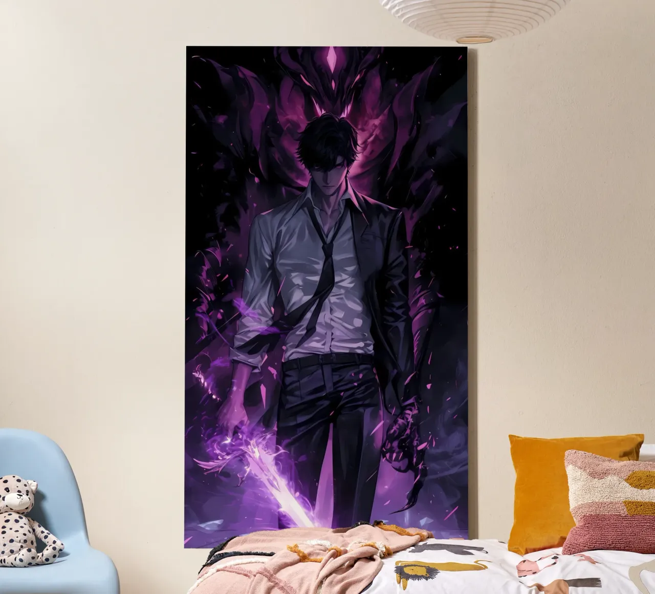 Sung Jinwoo Solo Leveling Leinwand mit Schattenfugenrahmen von Alfamart