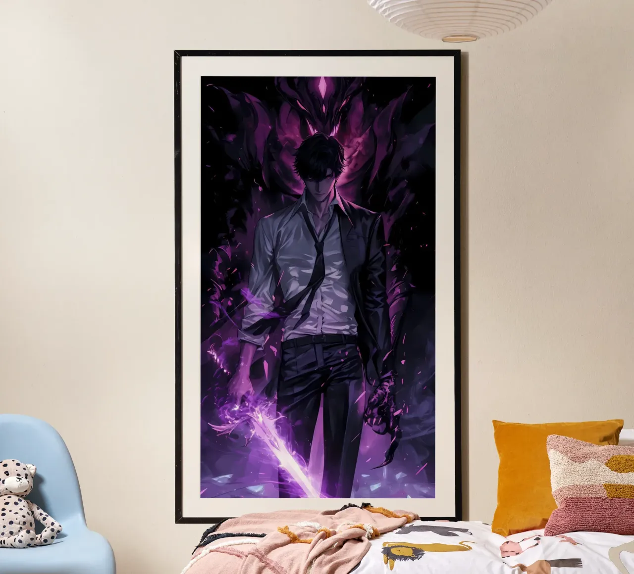 Livellamento in solitaria di Sung Jinwoo poster con telaio in plastica da Alfamart