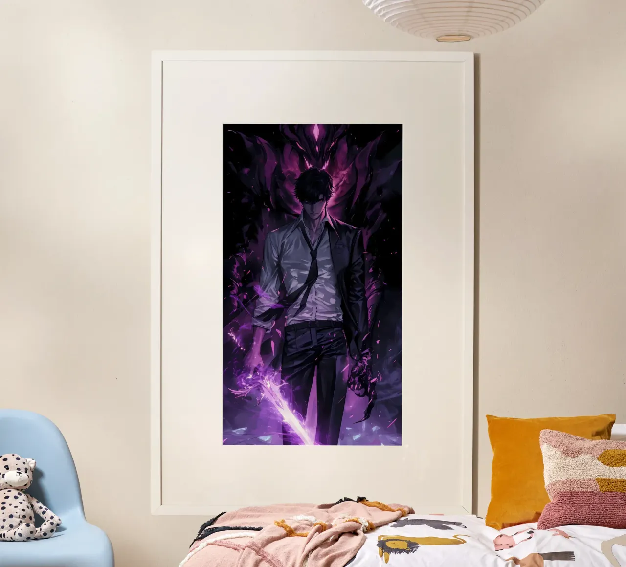 Livellamento in solitaria di Sung Jinwoo poster con telaio in plastica da Alfamart