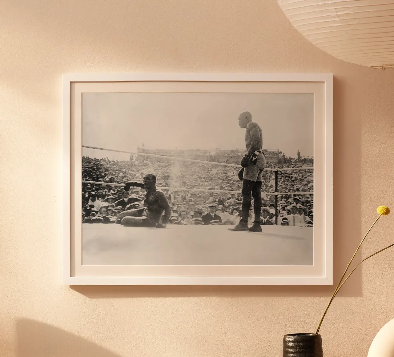 James Jeffries vs Jack Johnson poster con telaio in plastica da tobyrmattie