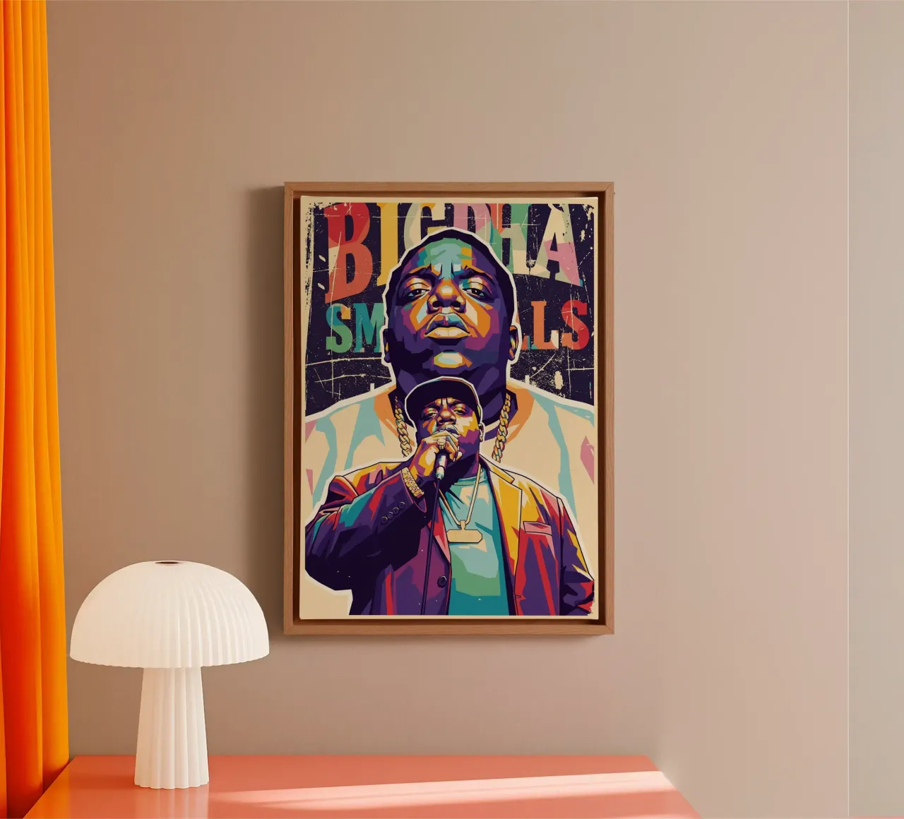 L'arte pop di Biggie Smalls tela con Cornice a cassetta da Hantamrata