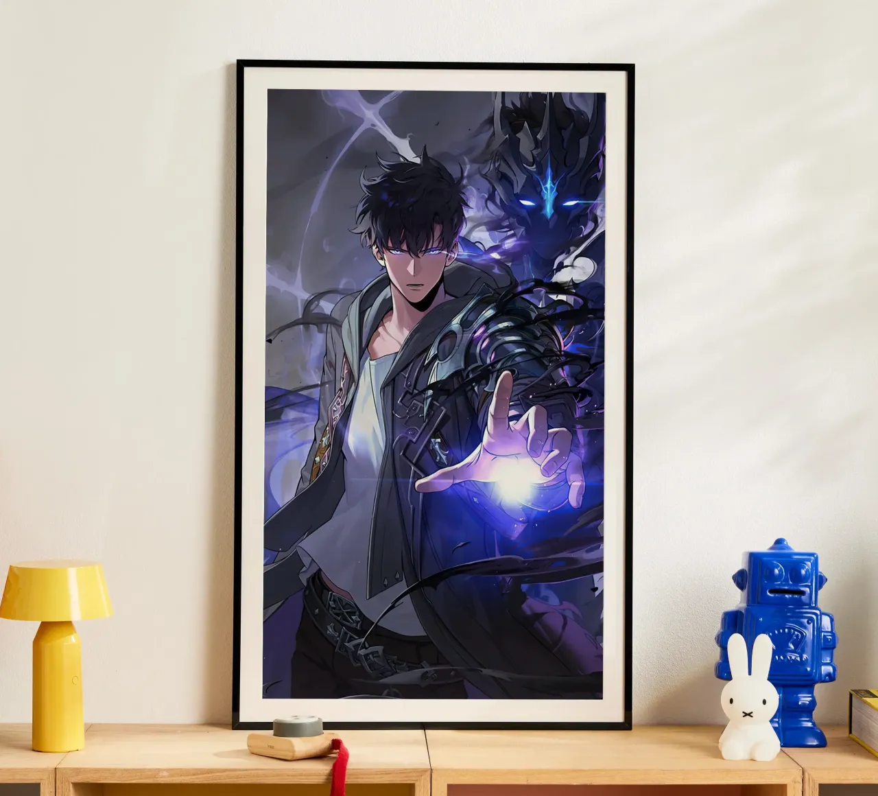 Livellamento in solitaria di Sung Jinwoo poster con telaio in plastica da Alfamart