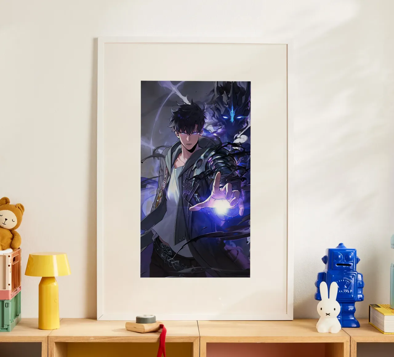 Livellamento in solitaria di Sung Jinwoo poster con telaio in plastica da Alfamart