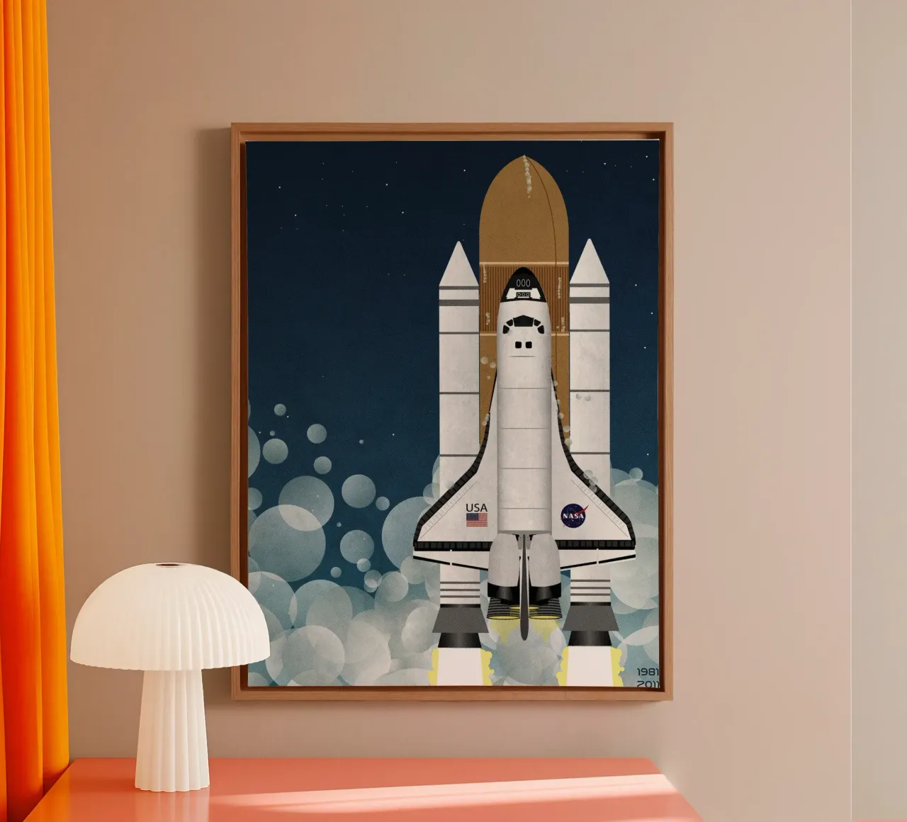 Launch of Nasa Space Shuttle canvas with Floater frame by Thomas