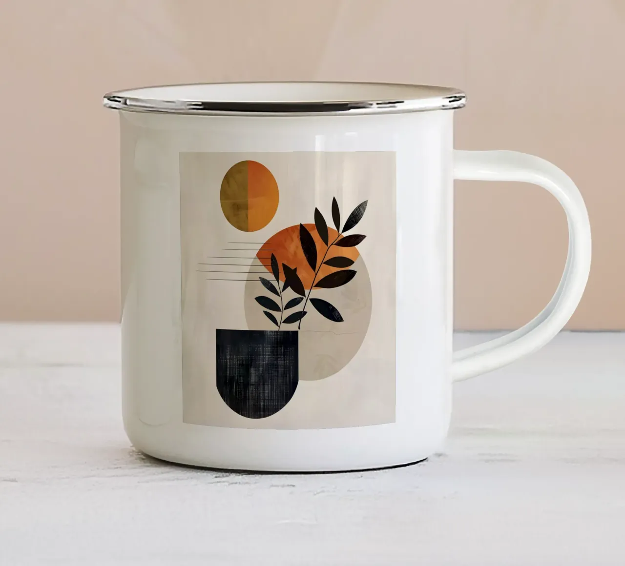 Minimalismo botanico moderno tazza in smalto da LaylaOzHome