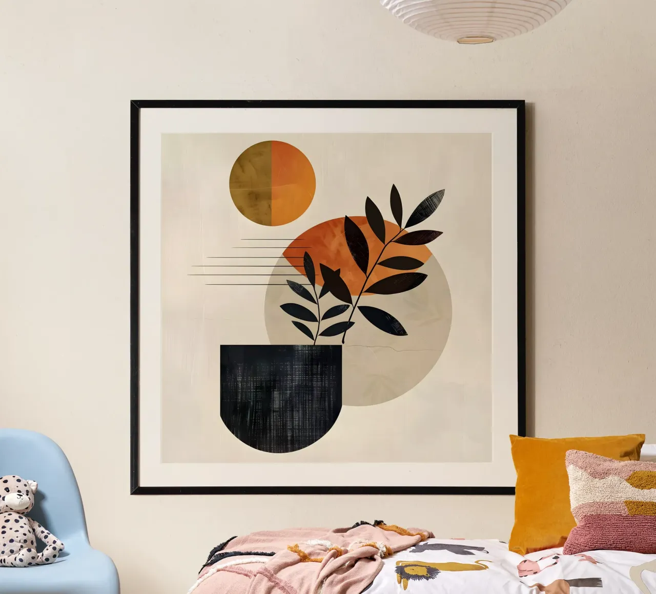 Minimal modern botanical poster with aluminum frame by LaylaOzHome