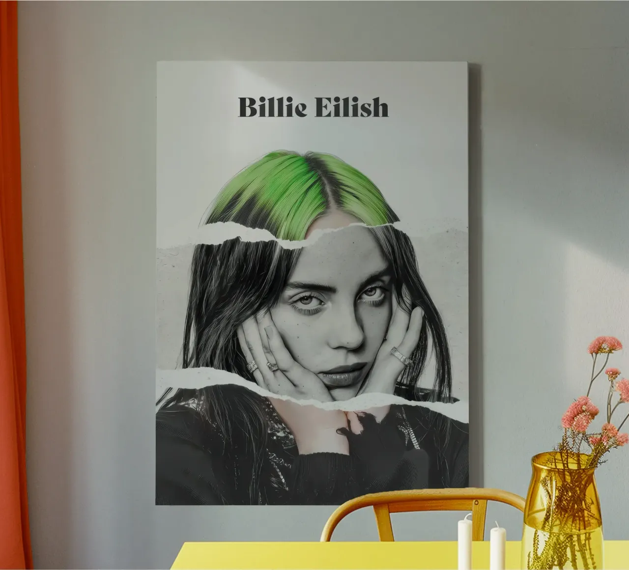 capelli verdi - billie eilish tela con Cornice a cassetta da AudioLibrary