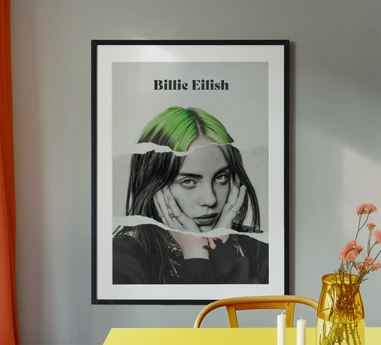 capelli verdi - billie eilish poster con telaio in plastica da AudioLibrary