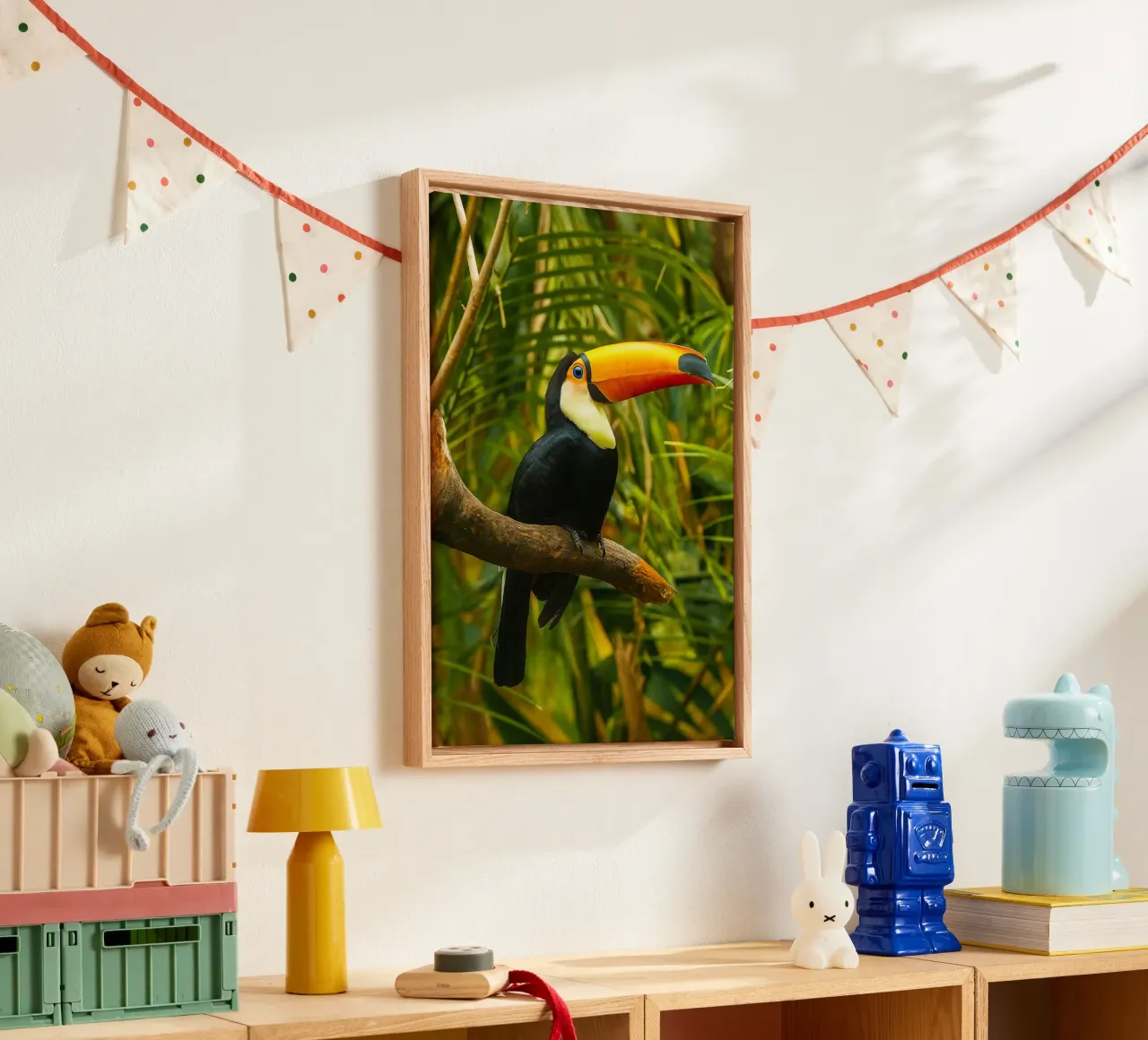 toucan bird animal photography canvas with Floater frame by raflessia