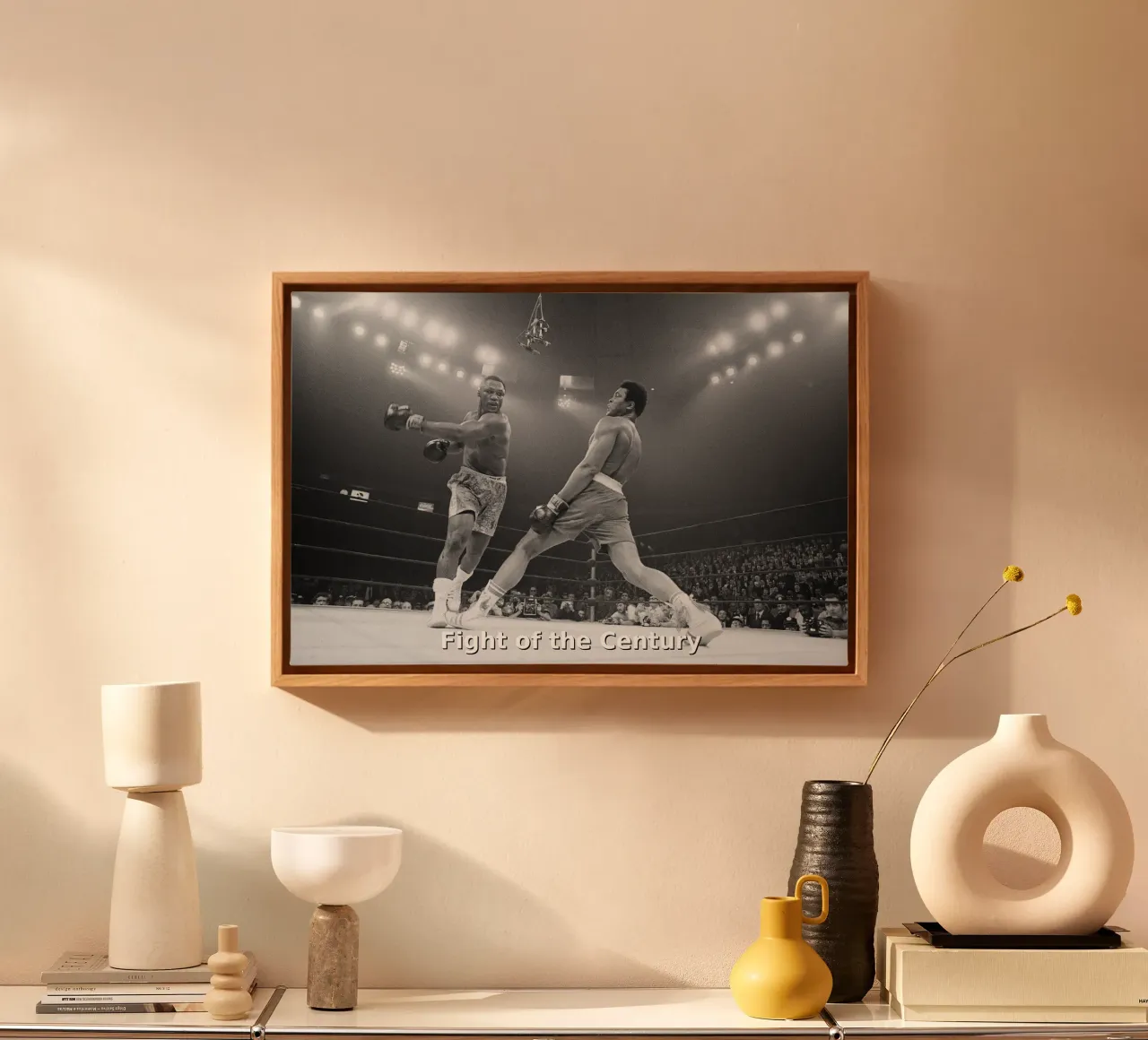 Ali vs Frazier El combate del siglo lienzo con Marco flotante de Coreyalbert