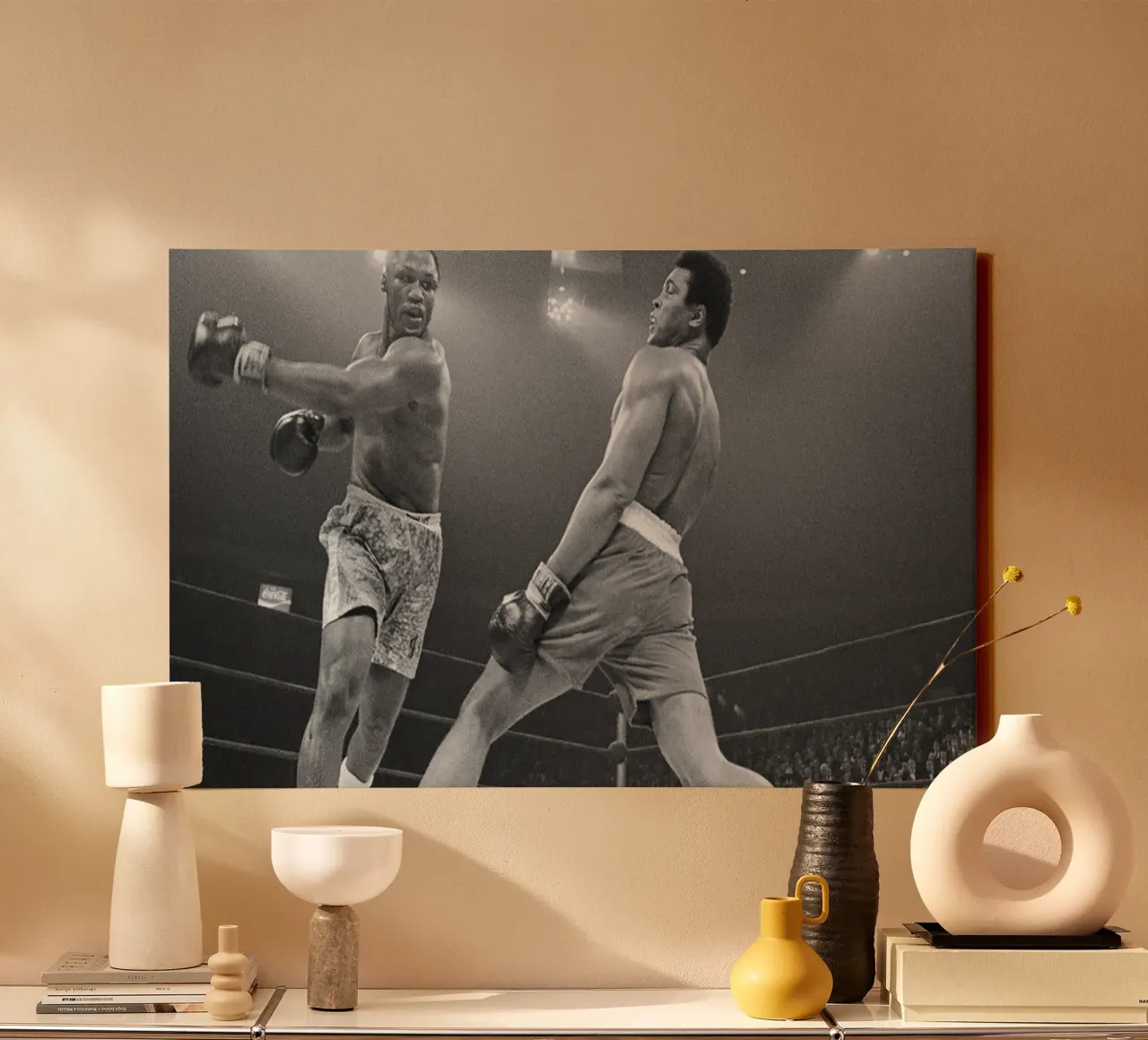 Ali vs Frazier El combate del siglo lienzo con Marco flotante de Coreyalbert