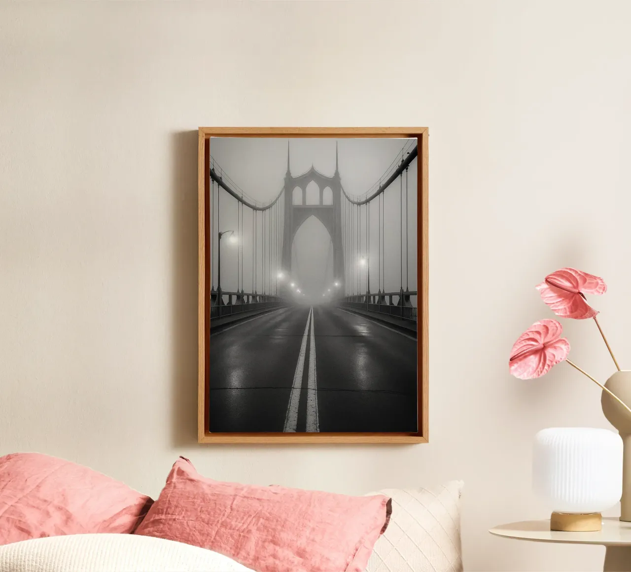 ponte fotografia in bianco e nero tela con Cornice a cassetta da roosses