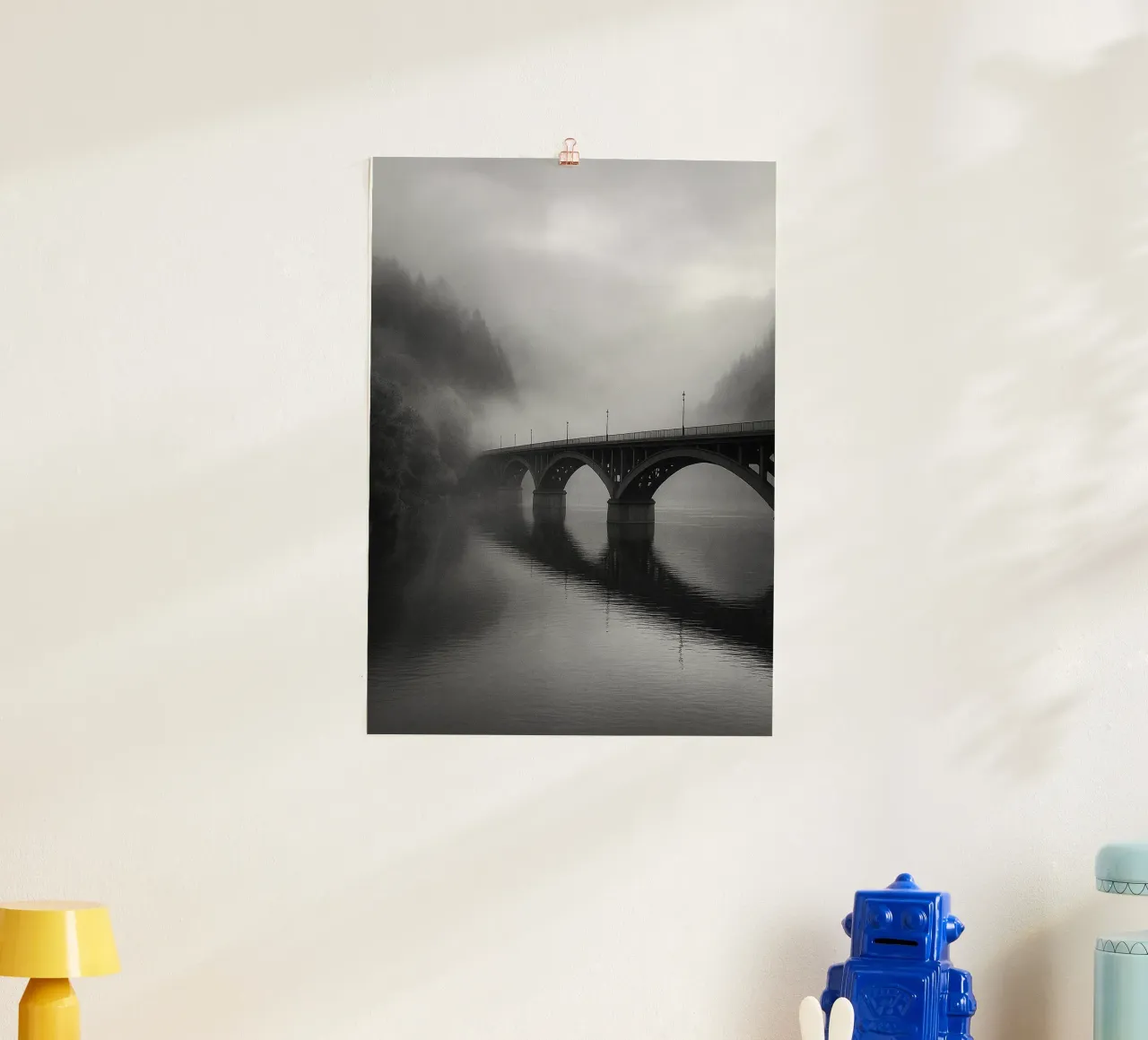 ponte sul fiume fotografia in bianco e nero poster da roosses