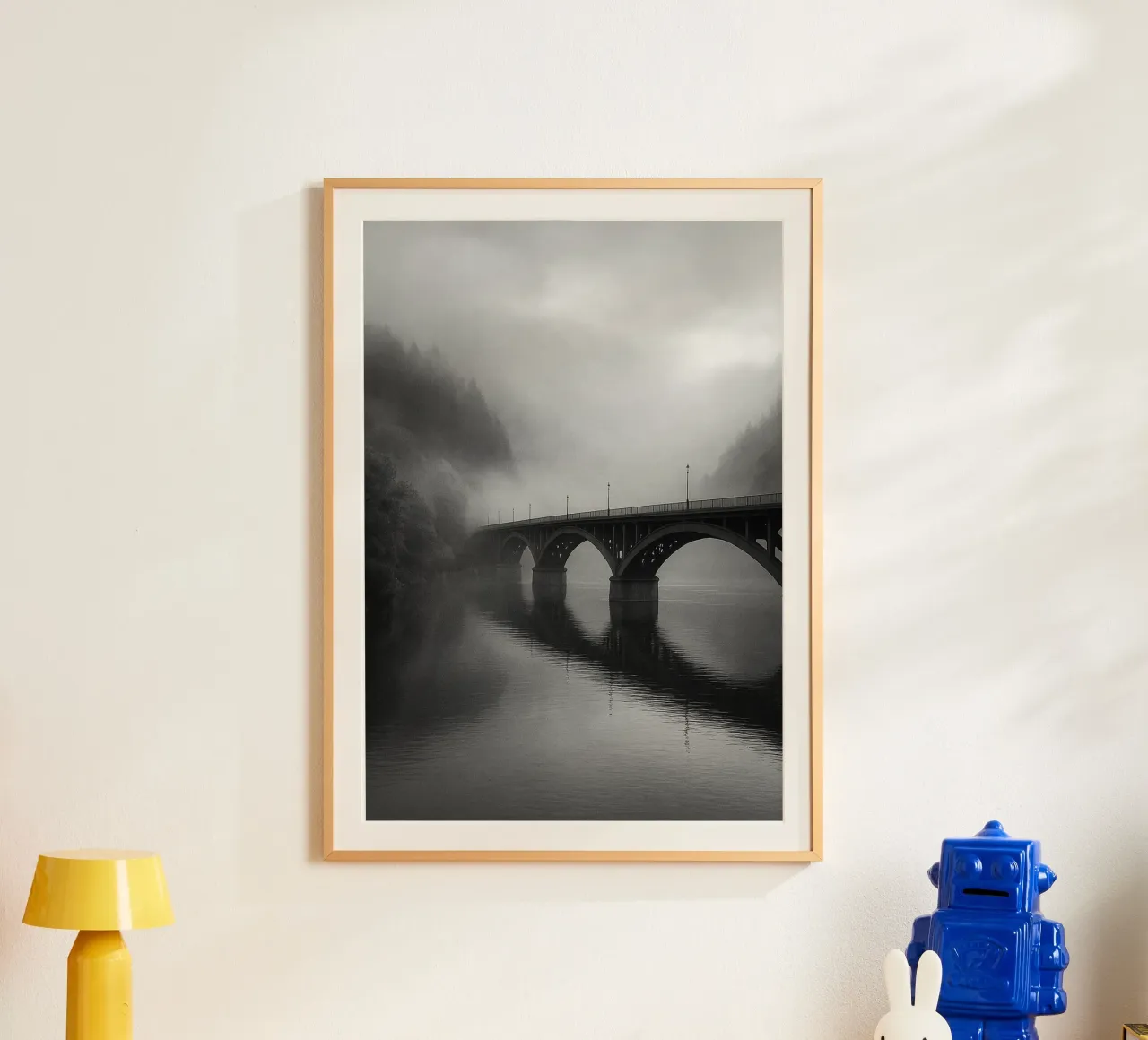 ponte sul fiume fotografia in bianco e nero poster da roosses