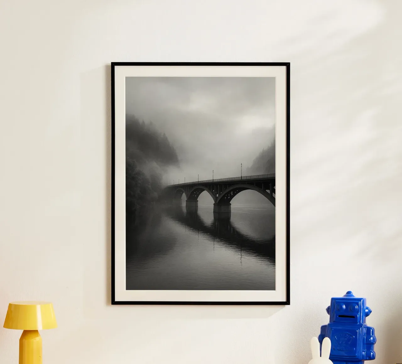 ponte sul fiume fotografia in bianco e nero poster da roosses