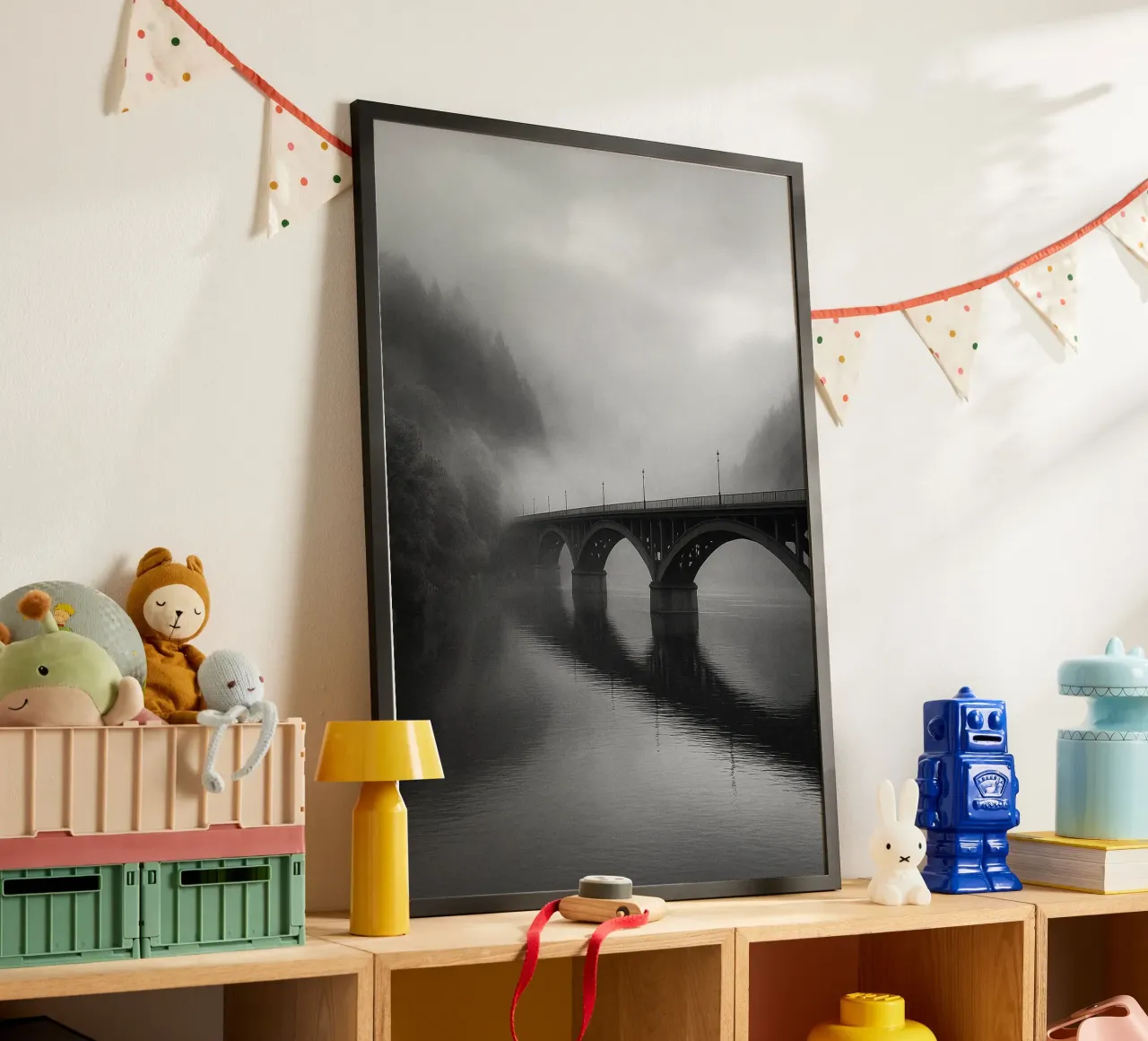 ponte sul fiume fotografia in bianco e nero poster da roosses