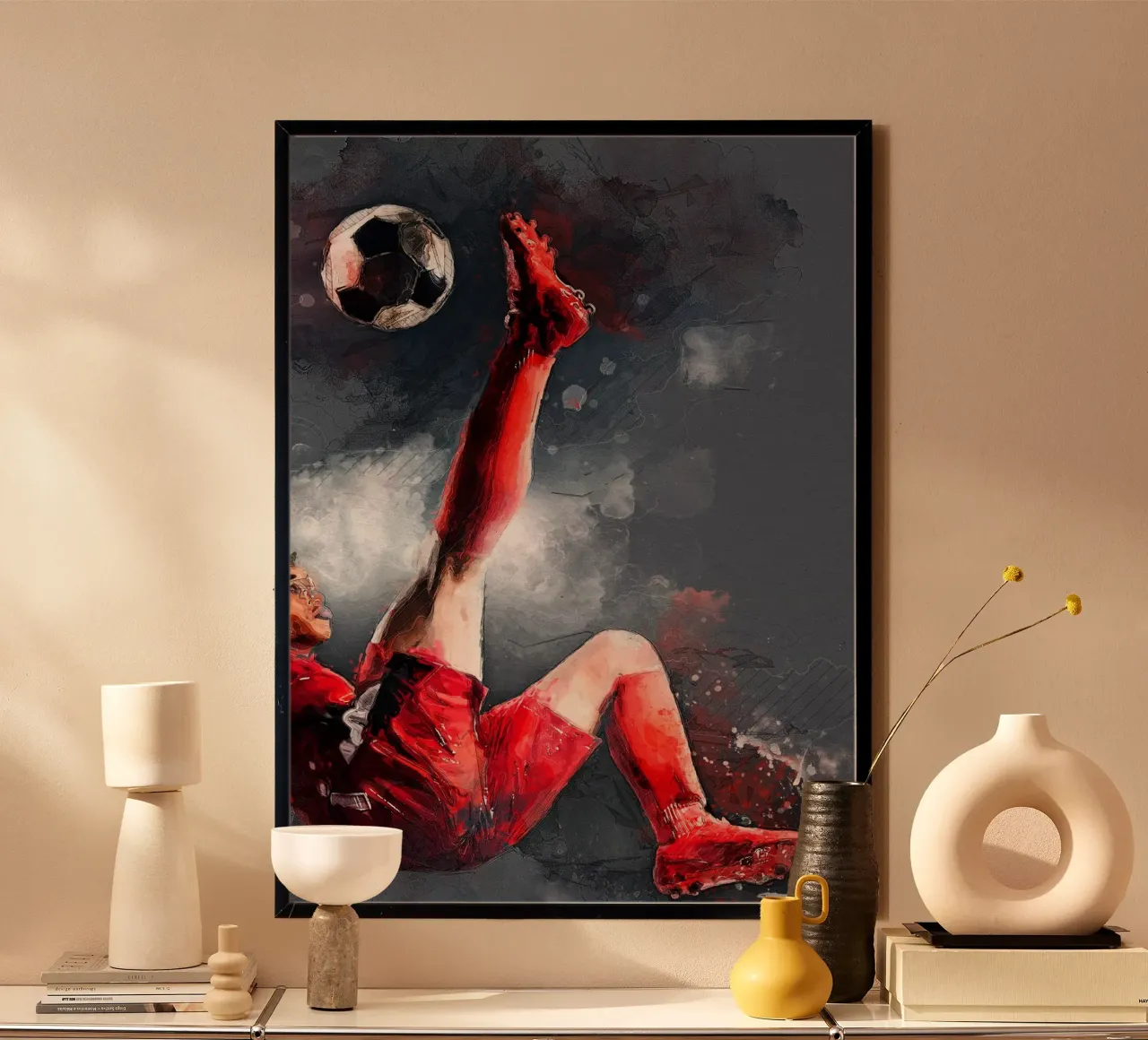 Giocatore di calcio sport art 3 poster con telaio in alluminio da Justyna Jaszke JBJart