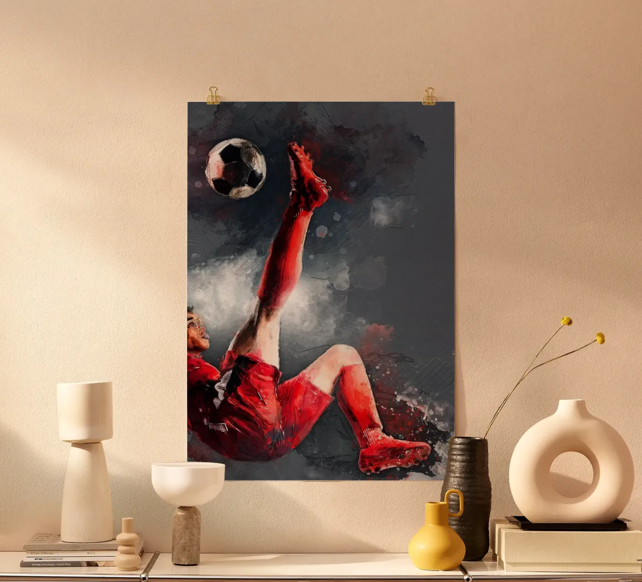 Giocatore di calcio sport art 3 poster con telaio in alluminio da Justyna Jaszke JBJart