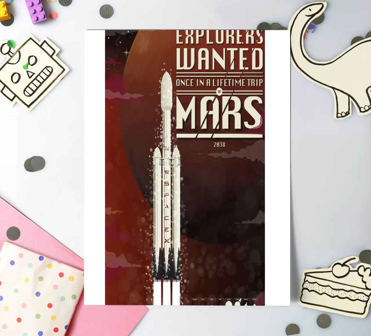 Spacex Mars Rakete Stickerbogen von Thomas