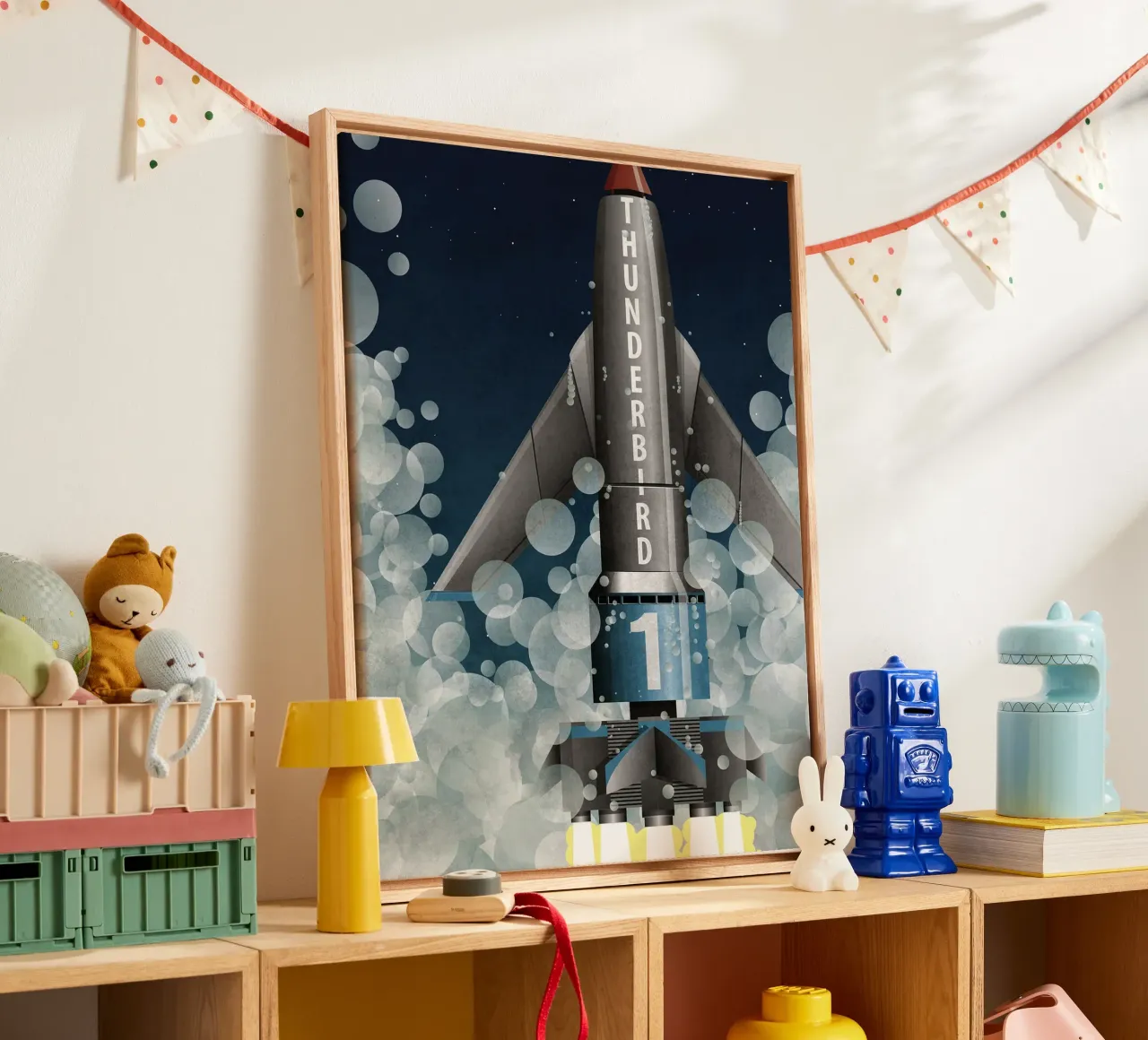 Thunderbird 1 Rocket Launch canvas with Floater frame by Thomas